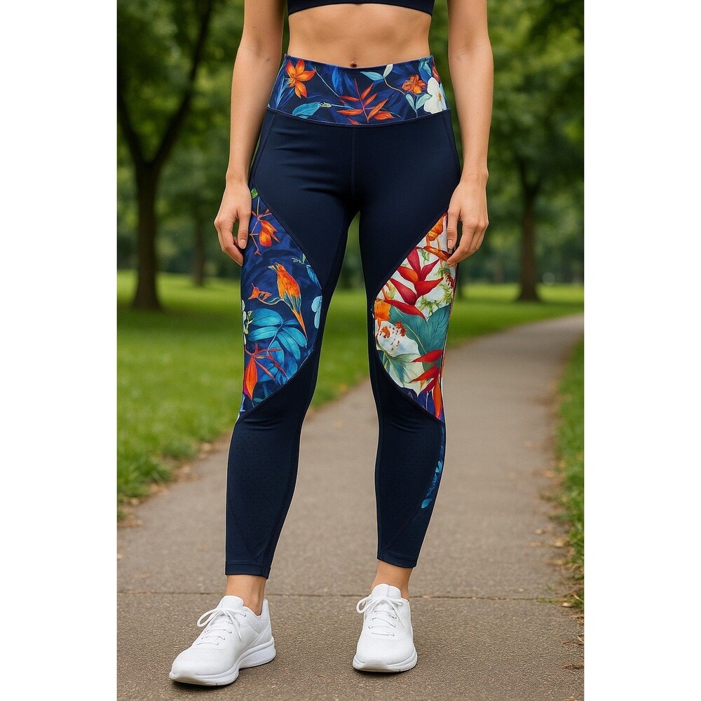 ATHLETA  Hawaiian Tropical Precision 7/8 Ankle Tight Leggings NWT Sz L Floral